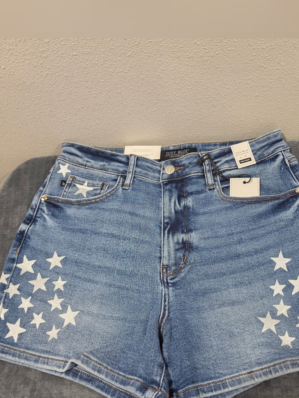 Judy Blue Women's Blue Denim Star Print High-Rise Shorts